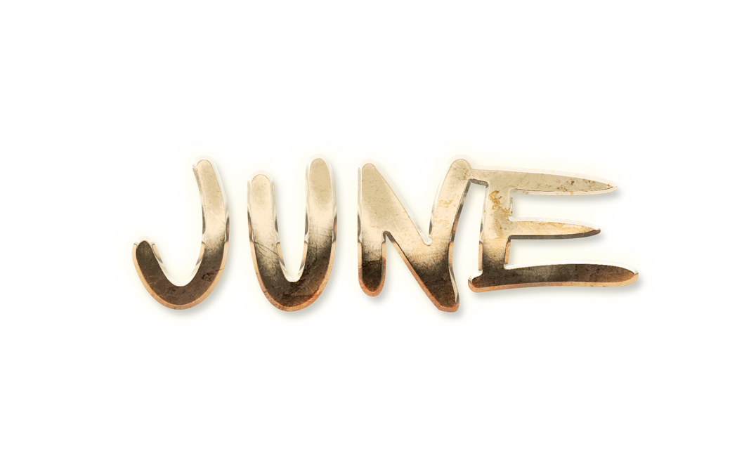 word JUNE golden text typography PNG images free